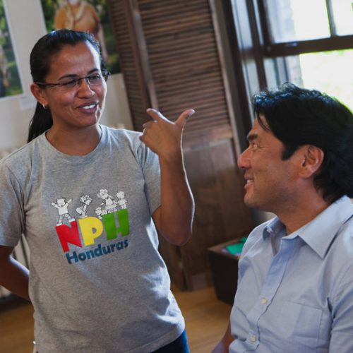 Britt Yamamoto talking to a program participant