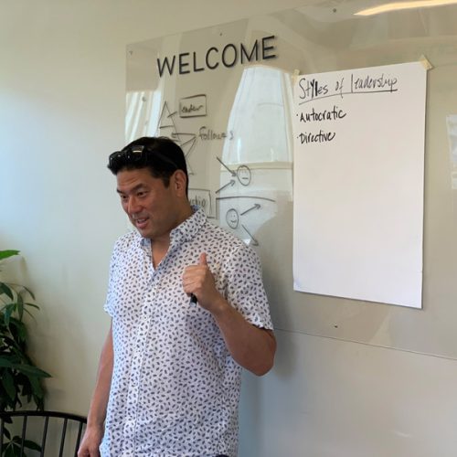 Britt Yamamoto discussing styles of leadership